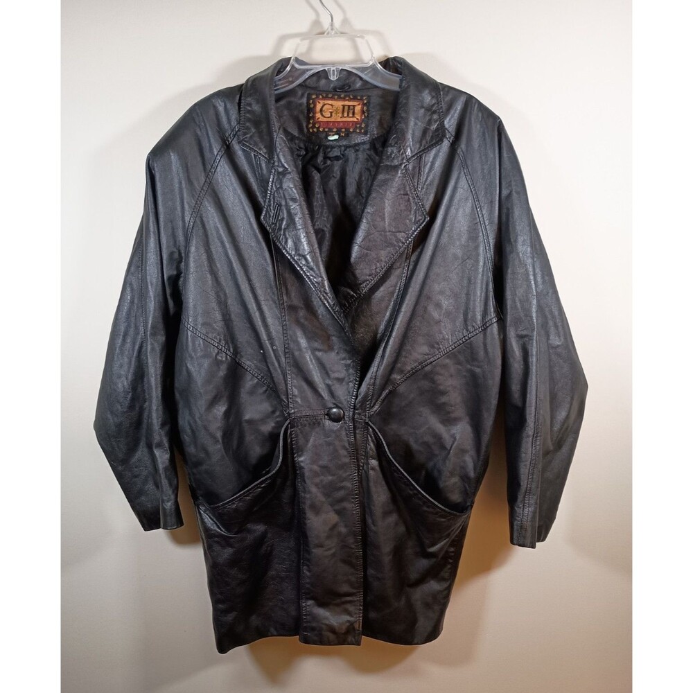 Vintage 80s 90s G III Global Identity Black Leather Jacket Womans Size Medium